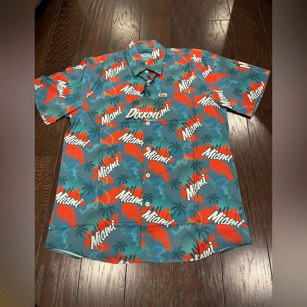 Dixxon Flannel Co Shirt Men Size Medium The Vice Party Miami Turquoise Shirt NEW